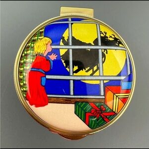 VTG Alastor Enamels Christmas Dreams Trinket Box Signed Linda W